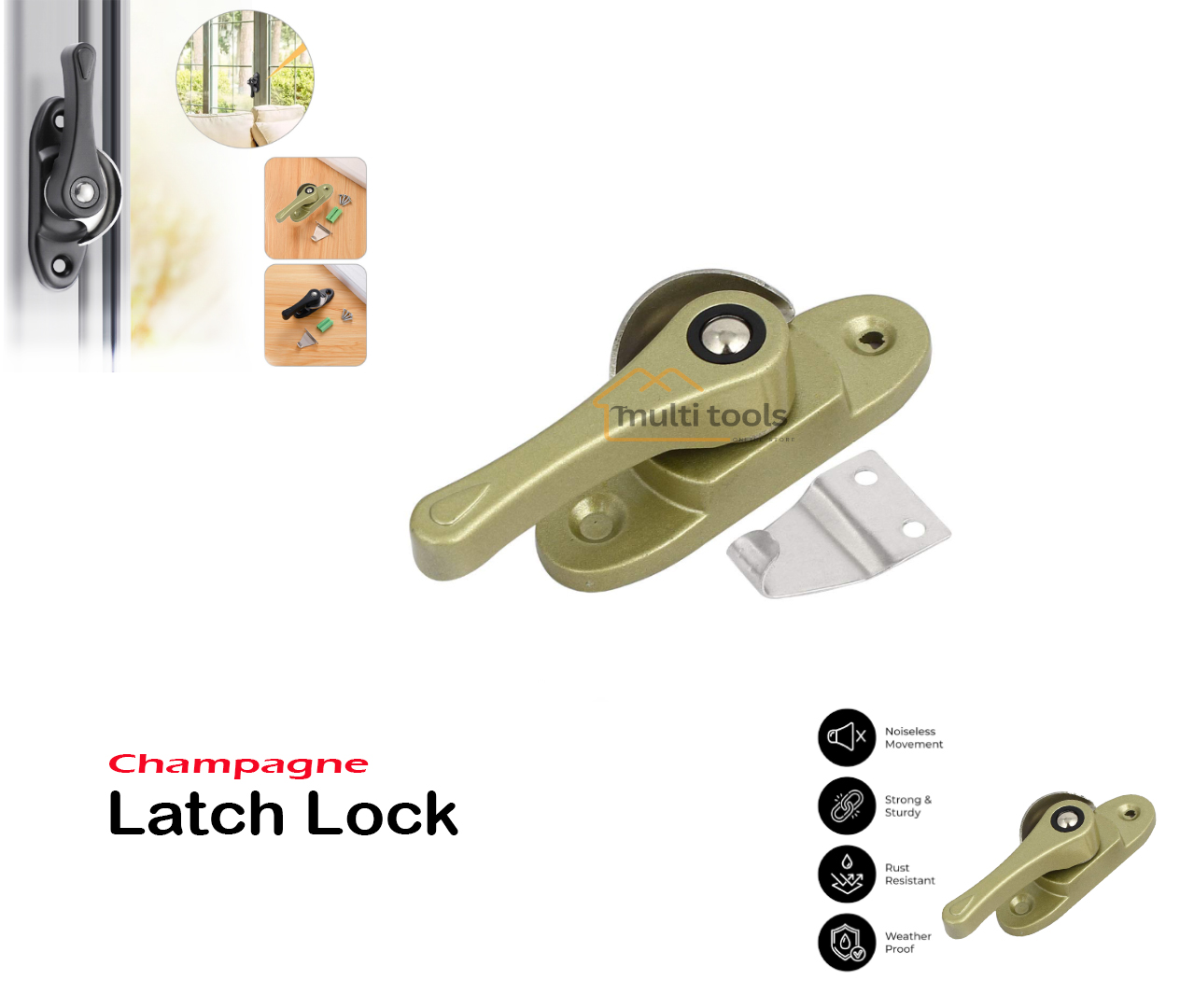 Aluminium Alloy Window Lock (Champagne)